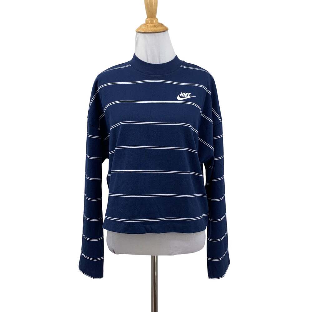 Nike Top Women XS Extra Small Prussian White Sportswear Long Sleeve Cotton Shirt